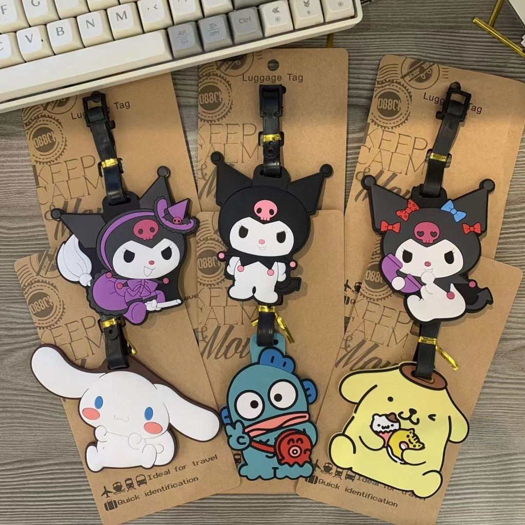 

Travel Accessories Luggage Tag Sanrio Cartoon Kuromi Cinnamoroll Hangyodon PVC Suitcase Baggage Boarding Tags Portable Label