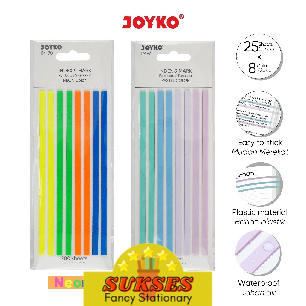 

Index Mark Penanda Pembatas Joyko 200 Sheets IM-70 ~ 71 Plastik