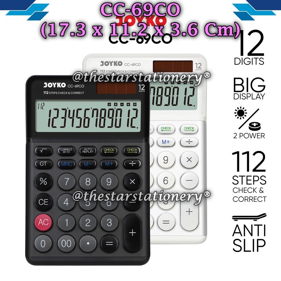 

(1 Biji) GROSIR Kalkulator JOYKO CC-69CO / Calculator Joyko CC-69CO 12 Digits Check & Correct