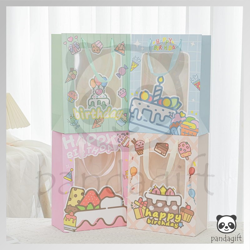 

Paper Bag Gift Cute / Paperbag Hadiah Motif HBD Ultah Happy Birthday Transparan - GG0480