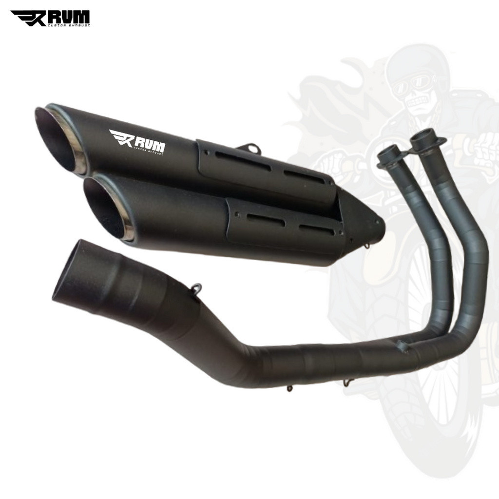 Knalpot Benelli Motobi 200 Evo Efi Suara Harley Double Silencer Full System PnP