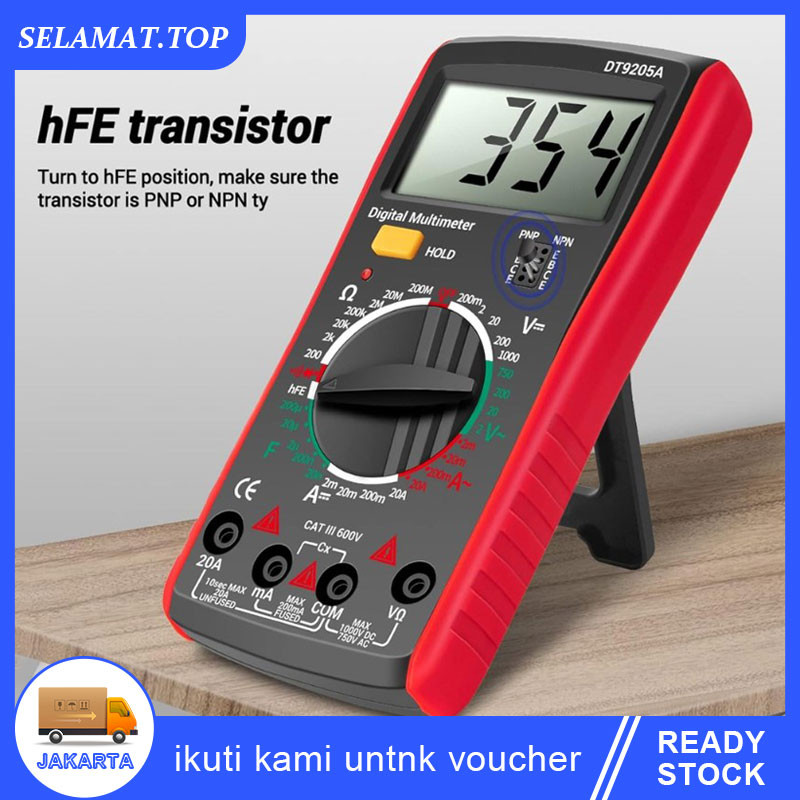 DT-9205A Multimeter Digital / Avometer Multitester Alat Pengukur hFE Transistor Buzzer Original / LC