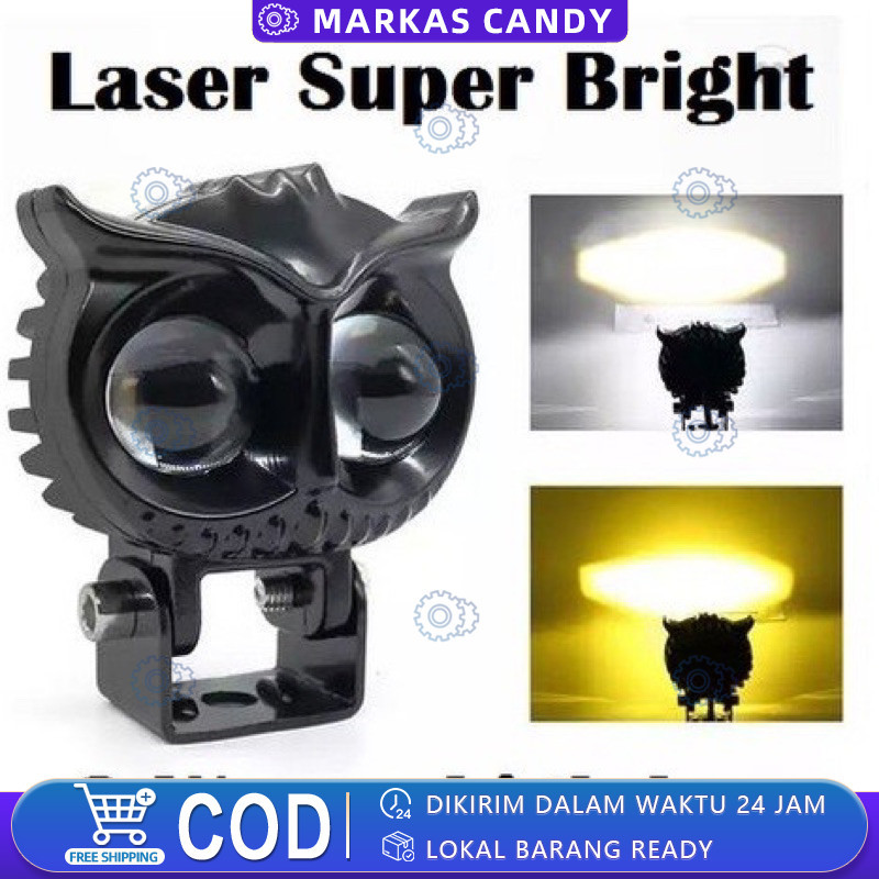2PCS LAMPU SOROT LED/LAMPU TEMBAK LED/LAMPU SOROT OWL 2 LED 12 VOLT DC CAHAYA KUNING-PUTIH/LAMPU TEM