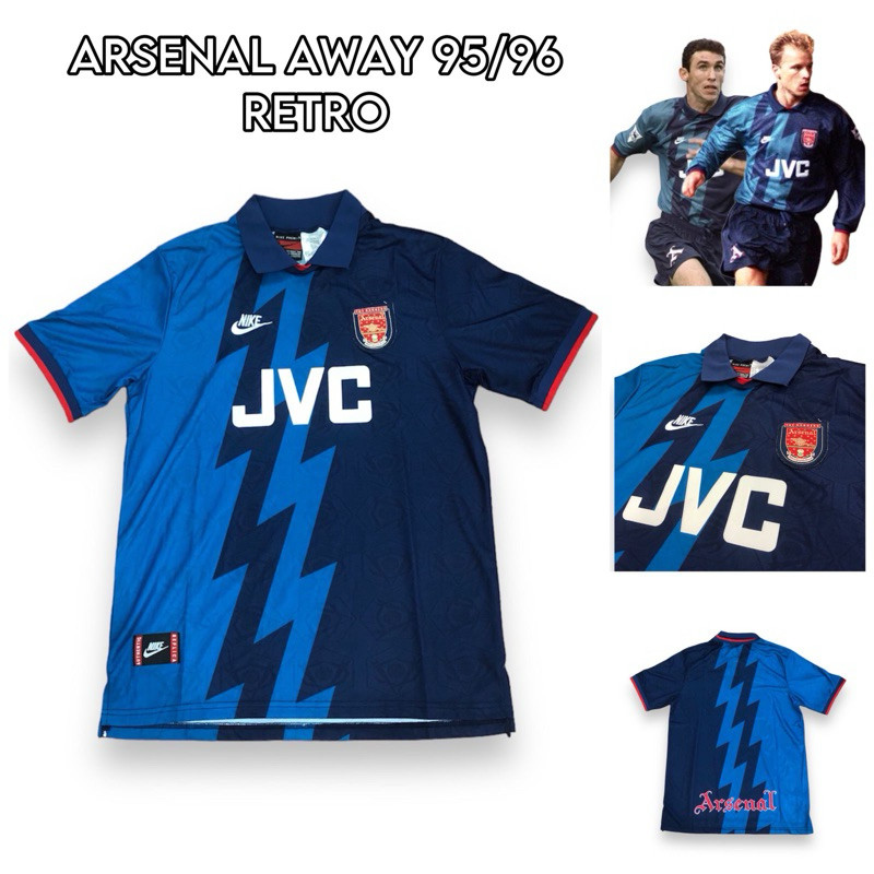 BAJU BOLA JERSEY  SPONSOR VELVET TIMBUL ARSENAL AWAY RETRO VINTAGE 1995 1996 JERSEY RETRO CLASSIC