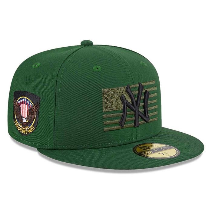Topi Snapback Fitted NY New York Yankees Our Nations Finest Army Green Jotol Bordir Build Up Caps - 