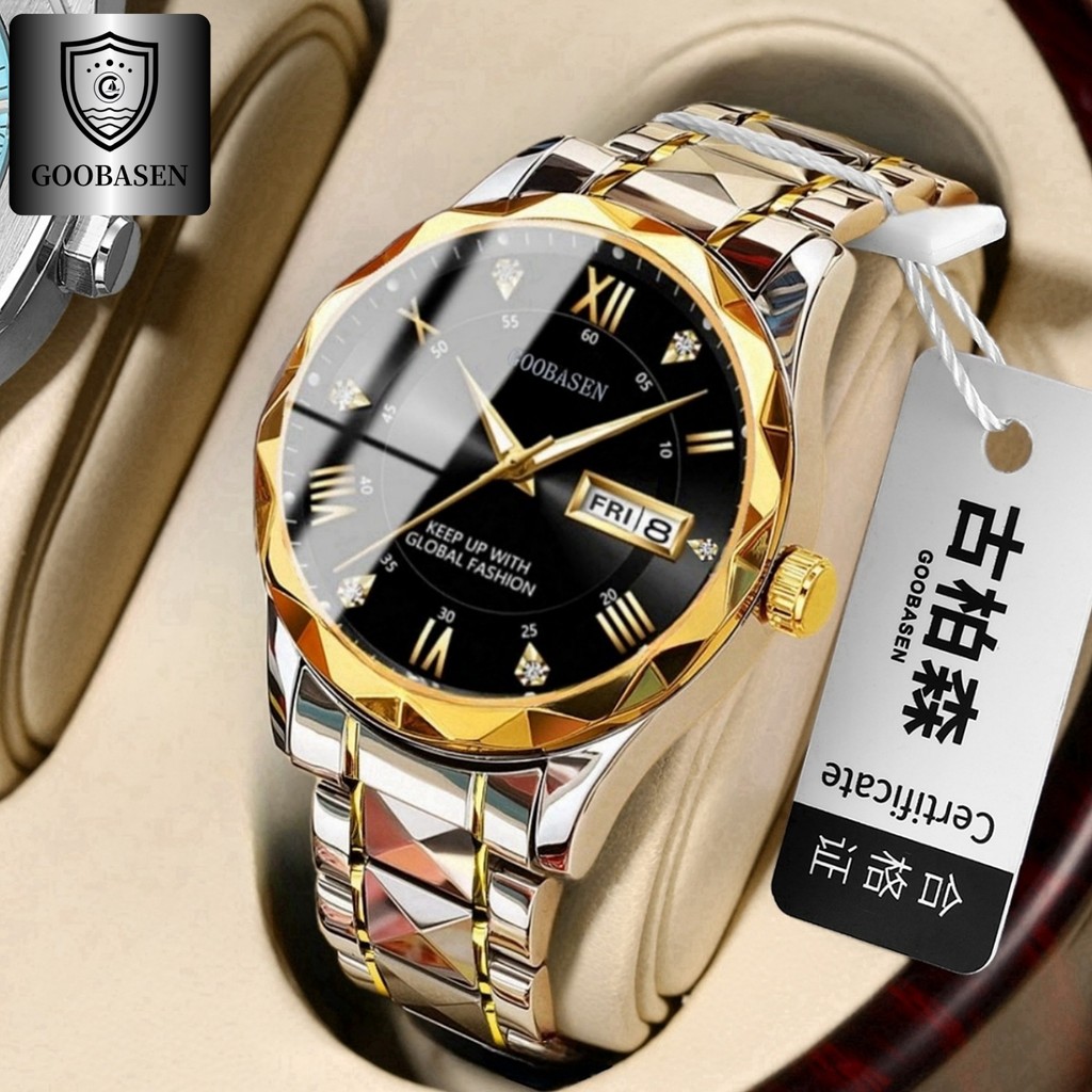

Jam Tangan Pria Guberson Klasik Berlian Ultra-tipis Jam Tangan Kuarsa Bisnis Tahan Air Bercahaya Fashion Jam Tangan Kalender Ganda