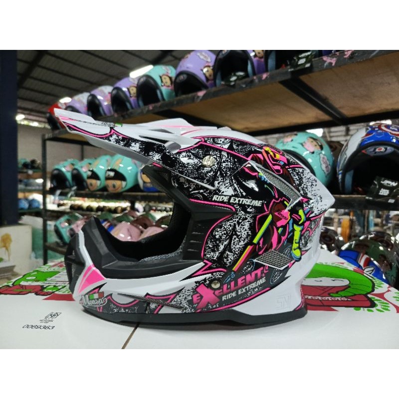 helm trail monsa cross motif original free kaca goggle