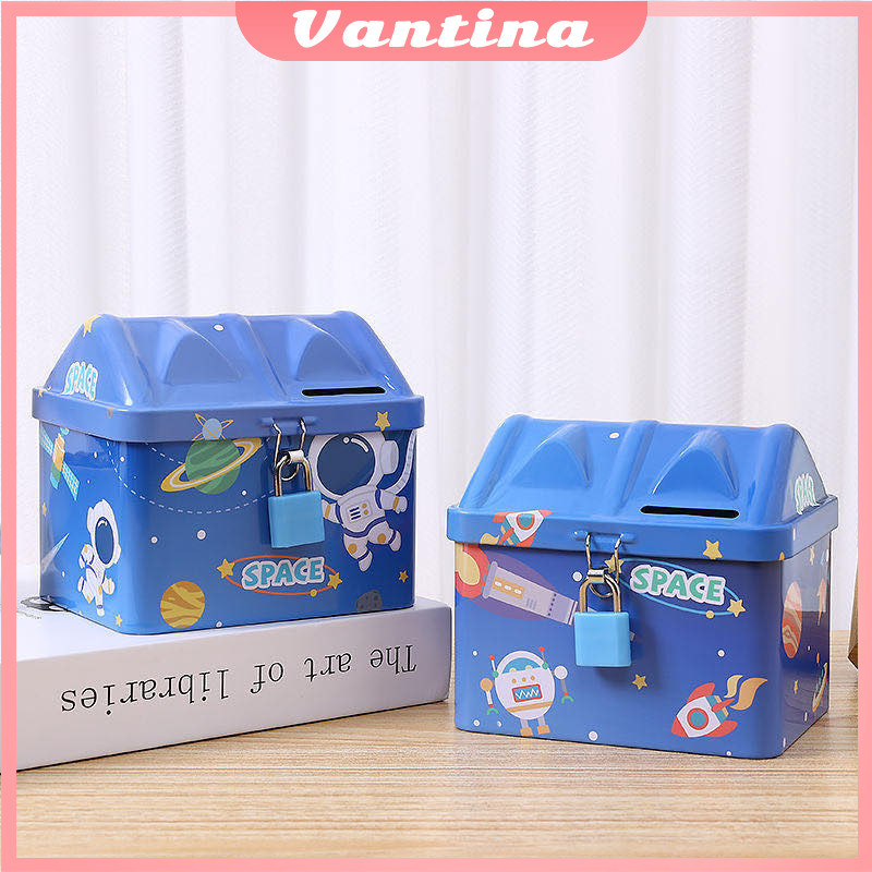 Celengan Anak Dengan Kunci Gembok / Celengan Anak Bahan Kaleng Karakter Lucu