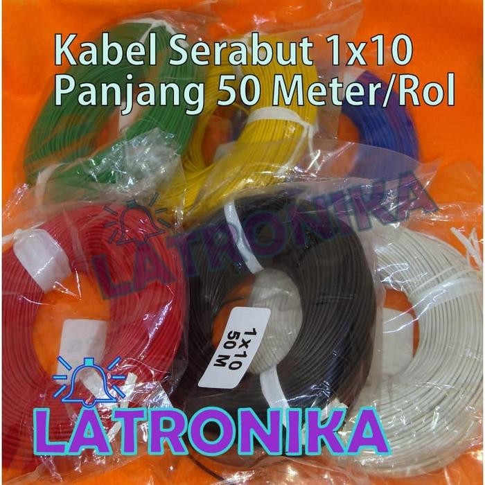 Promo Kabel Serabut kecil 1x10 50 Meter Per Roll 50m Per Rol - Merah Terlaris