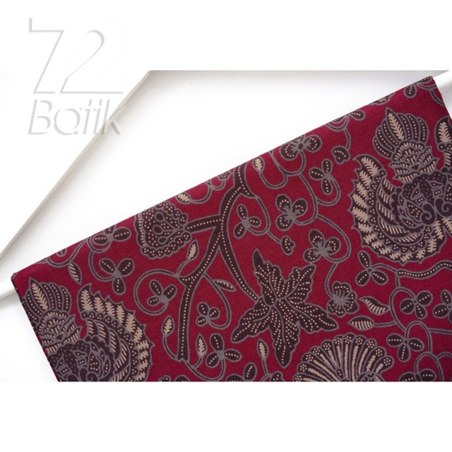 Kain Batik Premium 72 Batik Bahan Katun Warna Merah Maroon Burgundy 725492 - IRF