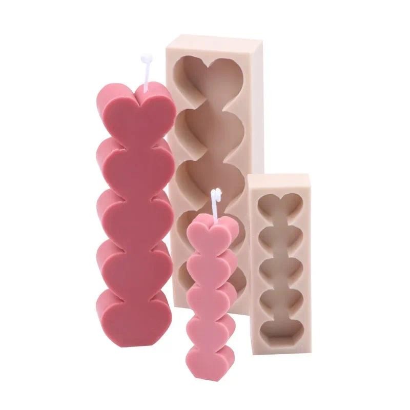 

5-layer Stacked Love Silicone Candle Mold Diy Aromatherapy Candle Making Handmade Soap Gypsum Resin Mold Gift
