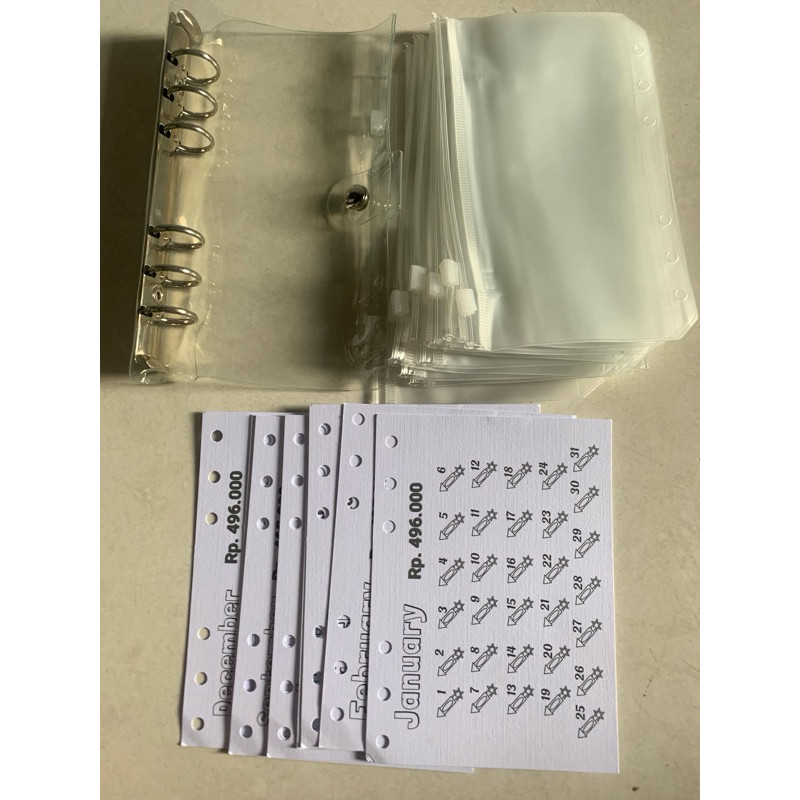 

Tantangan Menabung Binder A6 12 Bulan + 12 Zip Lock + SpidolCO