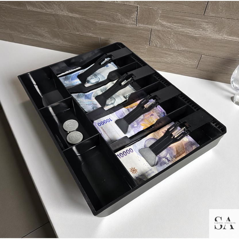 Laci Uang Kasir 4 Sekat Plastik Coin Cash Drawer Tray