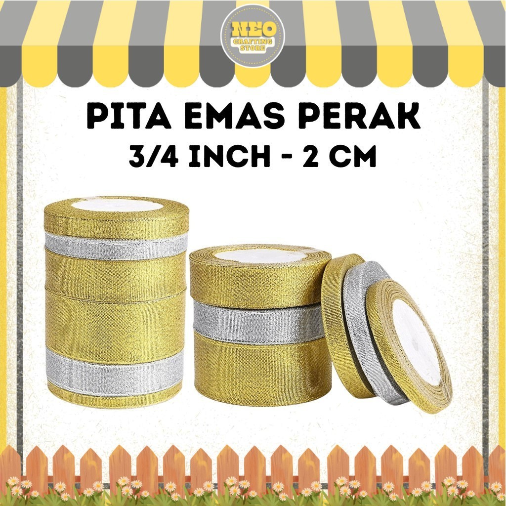 

Pita Emas Perak 3/4 Inch (2 Cm) // Pita Glitter