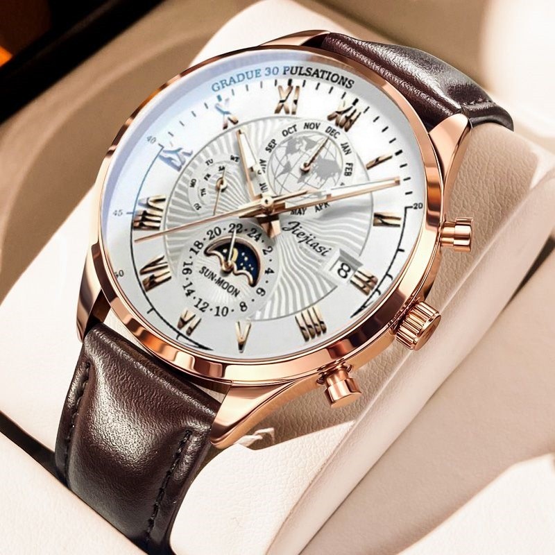 

Jam Tangan Pria Jiejias Tahan Air Multifungsi Kalender Bercahaya Jam Tangan Kuarsa Santai