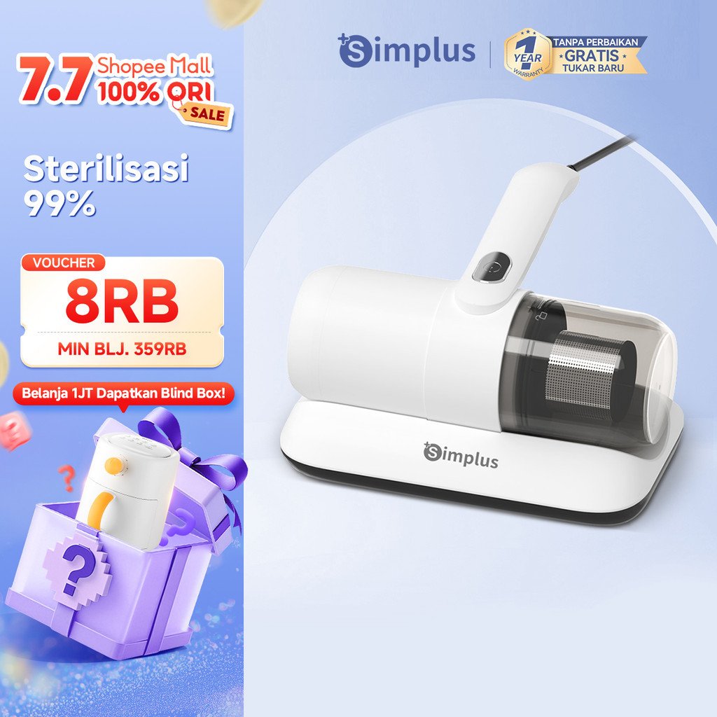 Simplus Pembasmi Tungau 14000Pa Vakum Penghilang Tungau Frekuensi Tinggi Penyedot Debu Kasur