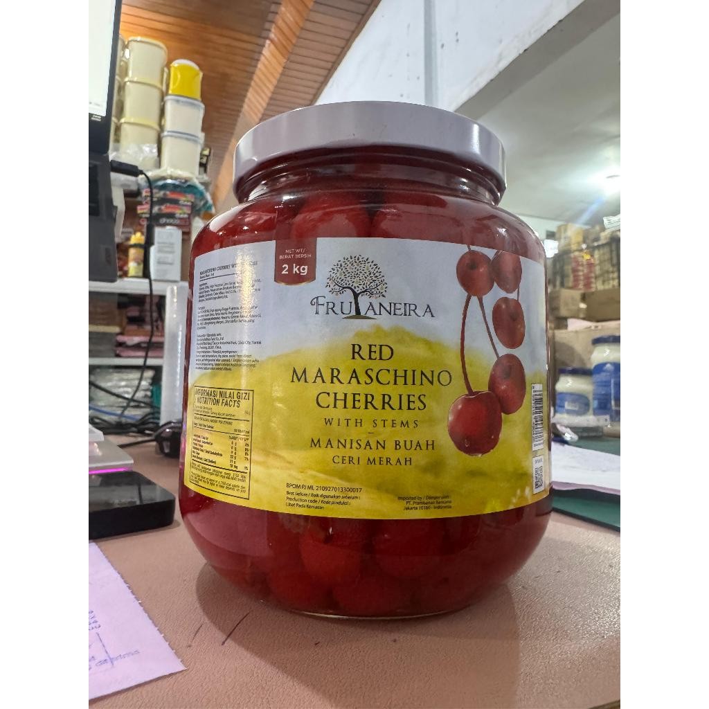 

Red Maraschino Cherries Frutaneira / Cherry Merah Frutaneira / Cherry Merah Tangkai / Red Ceri Frutaneira - 2 KG