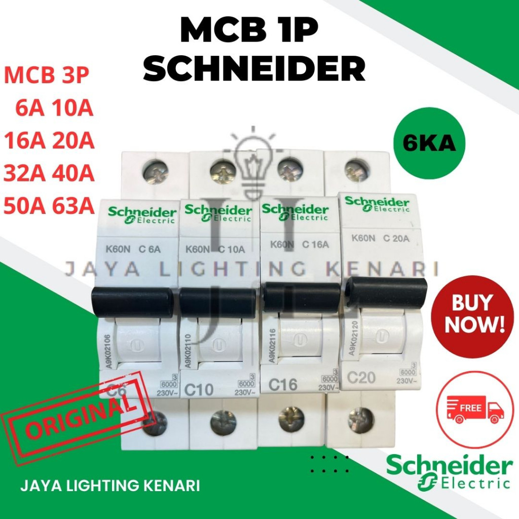 Terlaris MCB SCHNEIDER 1P PHASE  6A 10A 16A 20A ORIGINAL MCB 1 PHASE