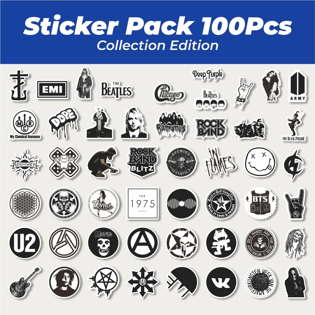 

Hot Stiker Random Logo Band Black & White Versi 3 Lucu Anti Air Stikers Berperekat Waterproof Sticker Decal Buat Motor Helm Buku Journal Koper Casing HP Laptop Botol Minum