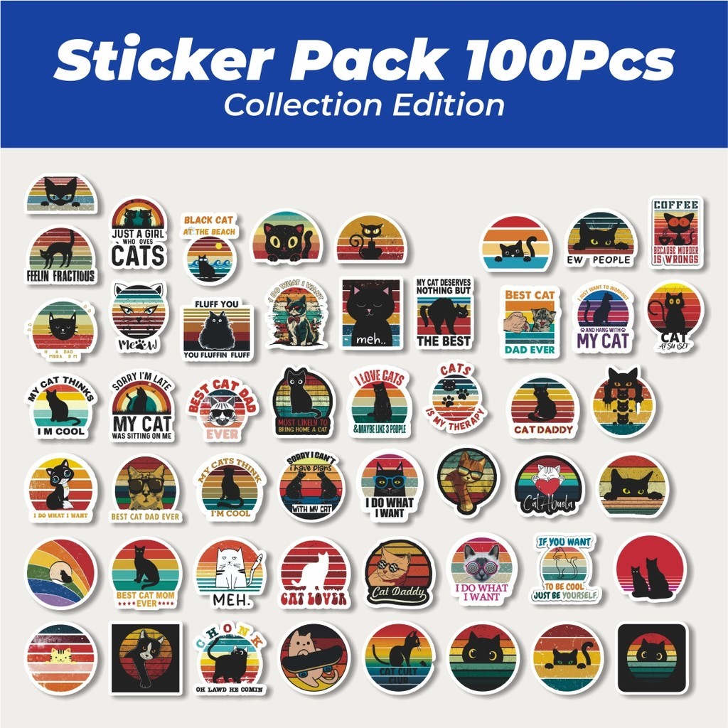 

Hot Stiker Cat/Kucing Kawaii V4 Lucu Anti Air Stikers Berperekat Waterproof Sticker Decal Buat Motor Helm Buku Journal Koper Casing HP Laptop Botol Minum