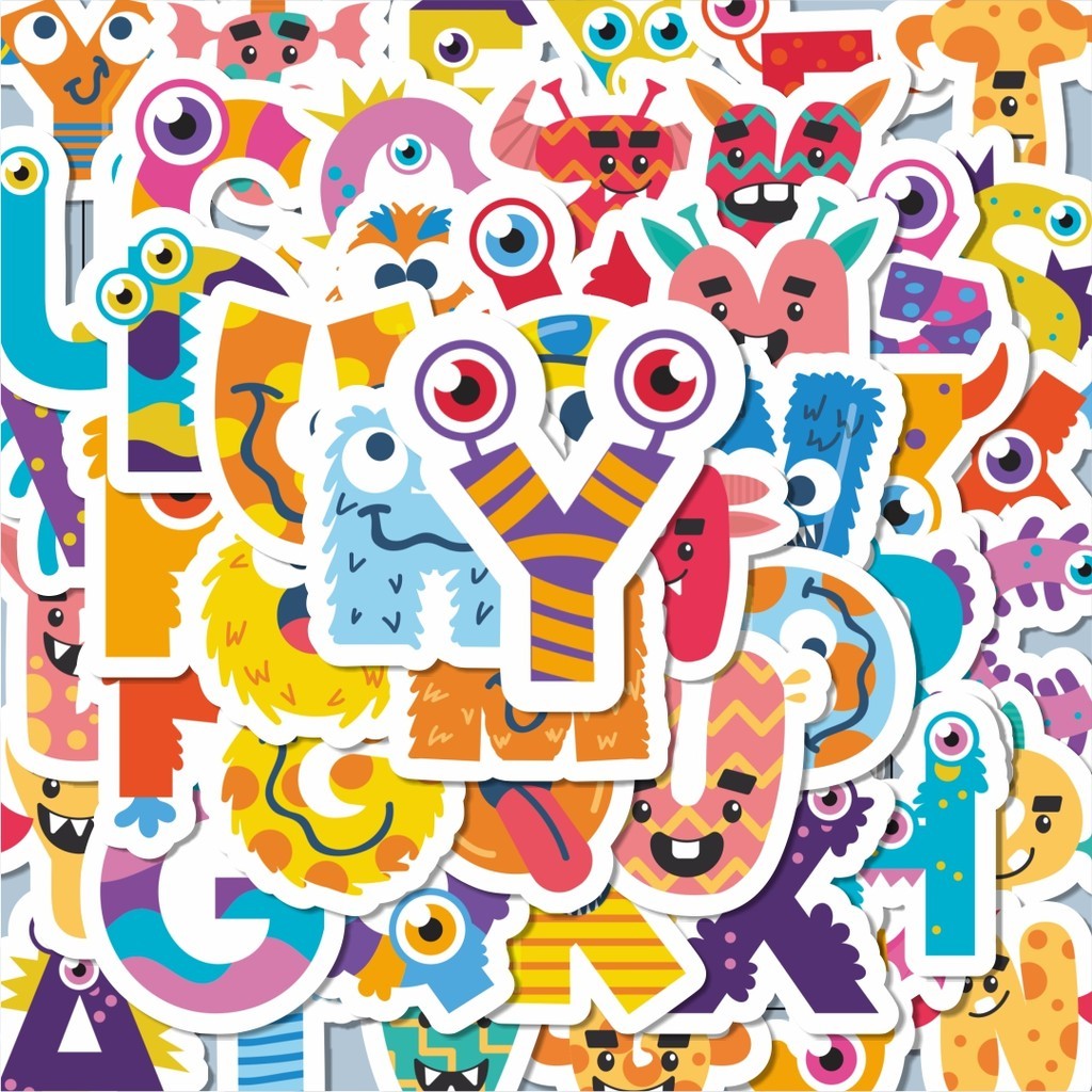 

100PCS Lucu Sticker Alfabet Lore Sticker Stiker Aesthetic Stiker Anti Air Stikers Berperekat Waterproof sticker decal buat Motor Helm Buku Journal Koper Casing HP Laptop Botol Minum Hadiah anak