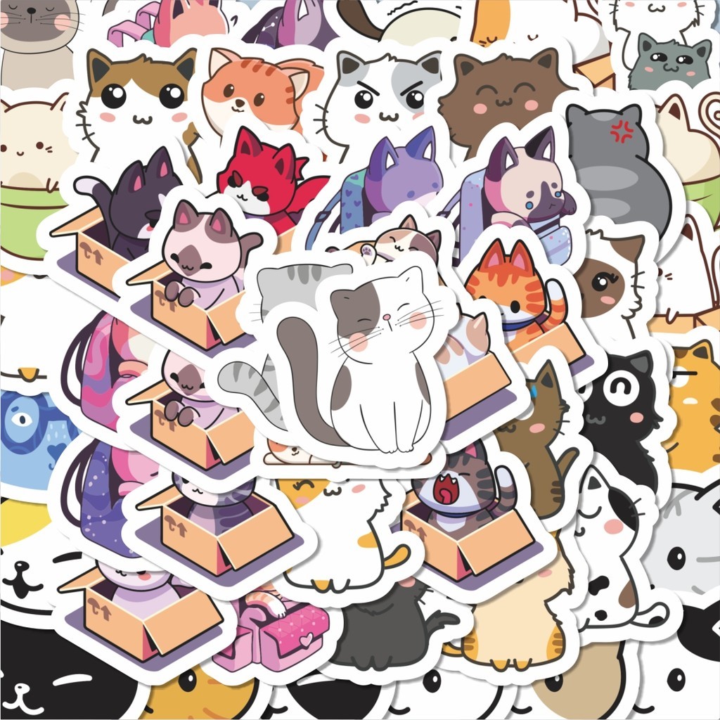 

100PCS Lucu Stiker Super Kawai Kitties [Kucing Lucu] Stiker Aesthetic Stiker Anti Air Stikers Berperekat Waterproof sticker decal buat Motor Helm Buku Journal Koper Casing HP Laptop Botol Minum Hadiah anak