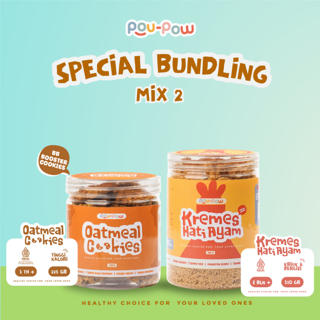 

Poupow Paket Oatmeal Cookies 225gr dan Kremes Hati Ayam Premium 150gr Snack Anak Makanan Sehat