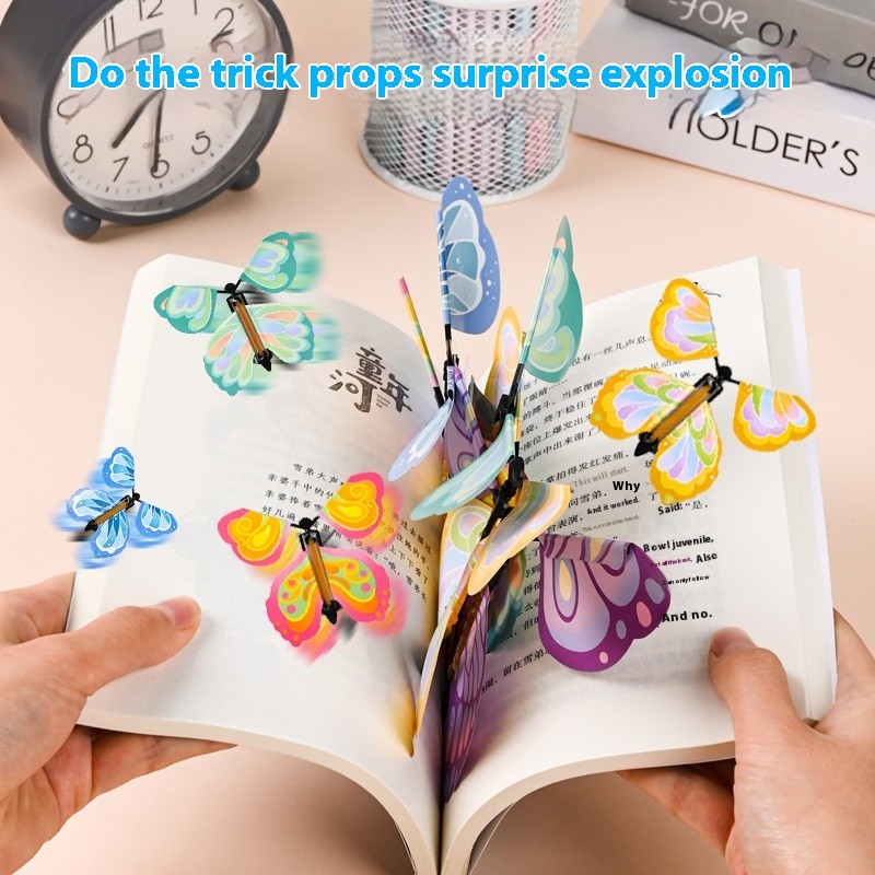 

Color Magic Flying Butterfly Rubber Rubber Band Wind Up Toy Exquisite Bookmarks Gift Party Surprises Wedding Decorations