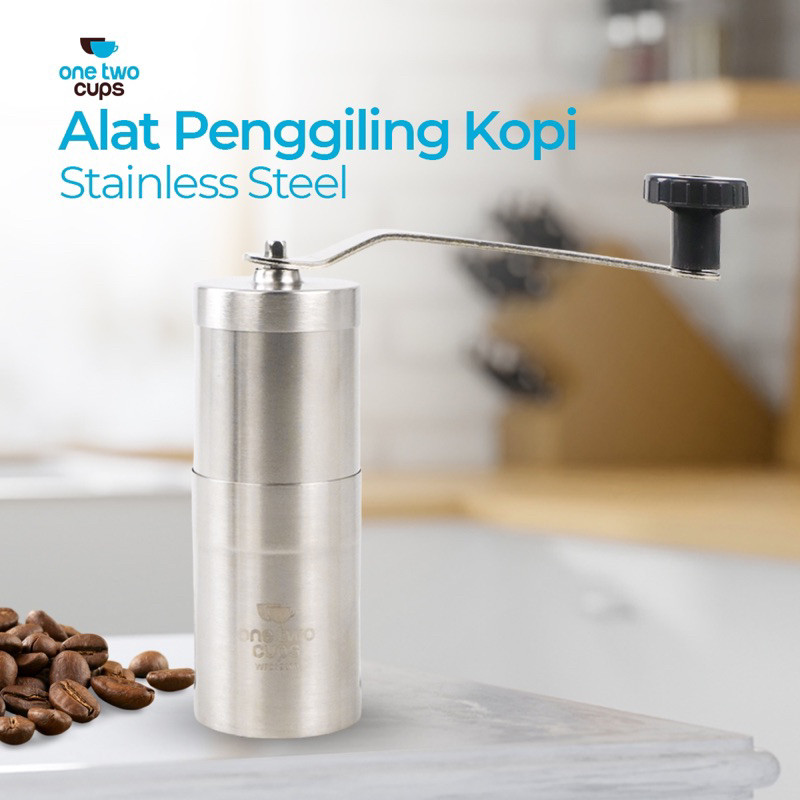 

grinder kopi manual grindder coffee v60 pour over stainless burr ceramic One Two Cups Alat Penggiling Kopi Stainless Steel