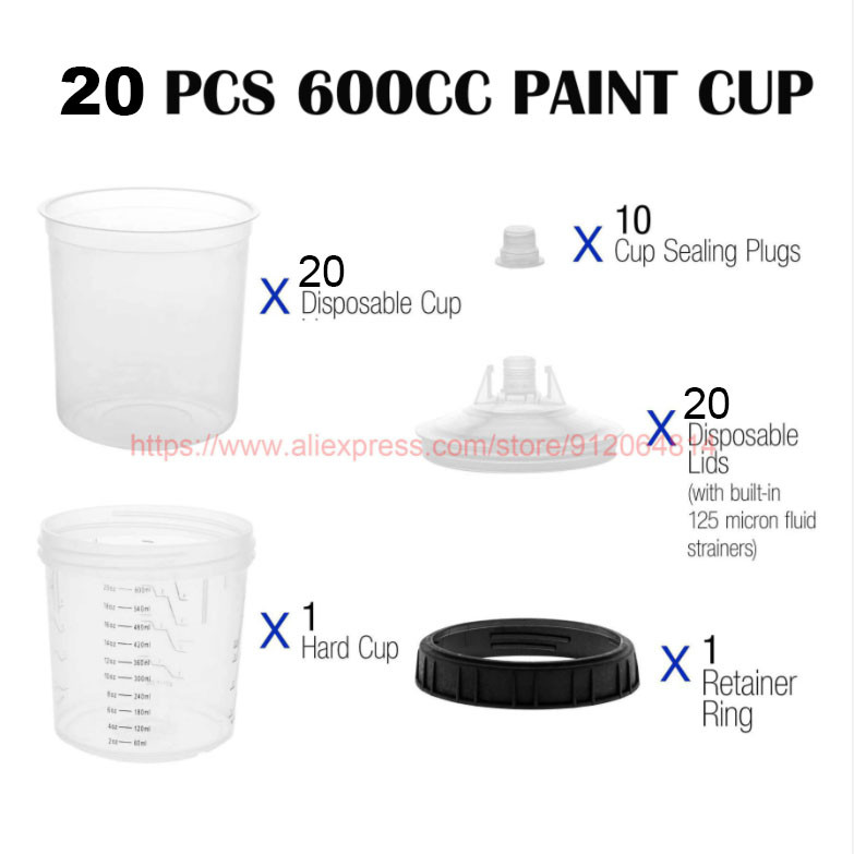 10/20/30/50 PCS Paint Adapter Spray Gun Paint Mixing Cup No-Clean Spray Gun Tank Paint Tank 165/400/