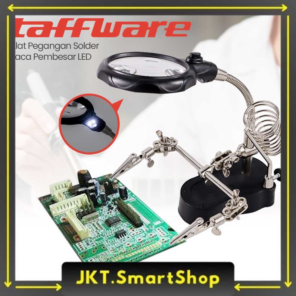 

Taffware Alat Pegangan Solder Helping Hand LED Kaca Pembesar 3.5X