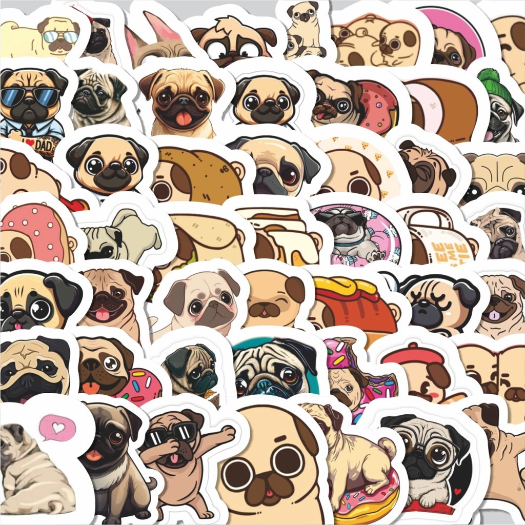 

Stiker Cutting Pack Stiker Hewan Pug Dog [Anjing Pug] Isi 100Pcs Series Aesthetic Lucu Keren Untuk Koper Bahan Vynil
