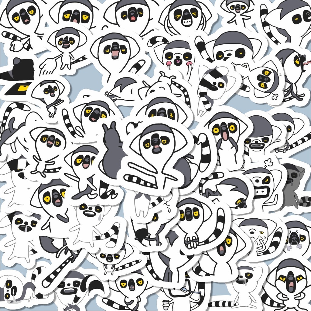 

100PCS Lucu Sticker Hewan Lemur Lucu Anti Air Stikers Berperekat Waterproof Sticker Decal Buat Motor Helm Buku Journal Koper Casing HP Laptop Botol Minum