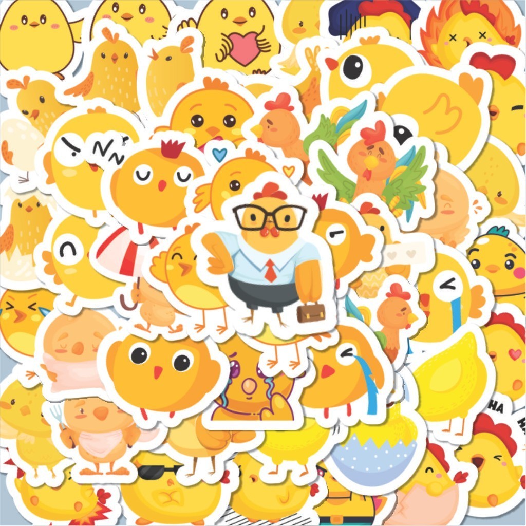 

100PCS Lucu Stiker Hewan Ayam Stiker Aesthetic Stiker Anti Air Stikers Berperekat Waterproof sticker decal buat Motor Helm Buku Journal Koper Casing HP Laptop Botol Minum Hadiah anak