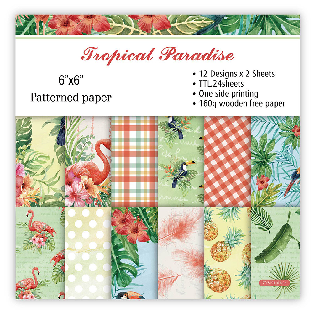 

12 Pieces Of Flamingo Pineapple Background Paper DIY Decorative Paper Scrapbook