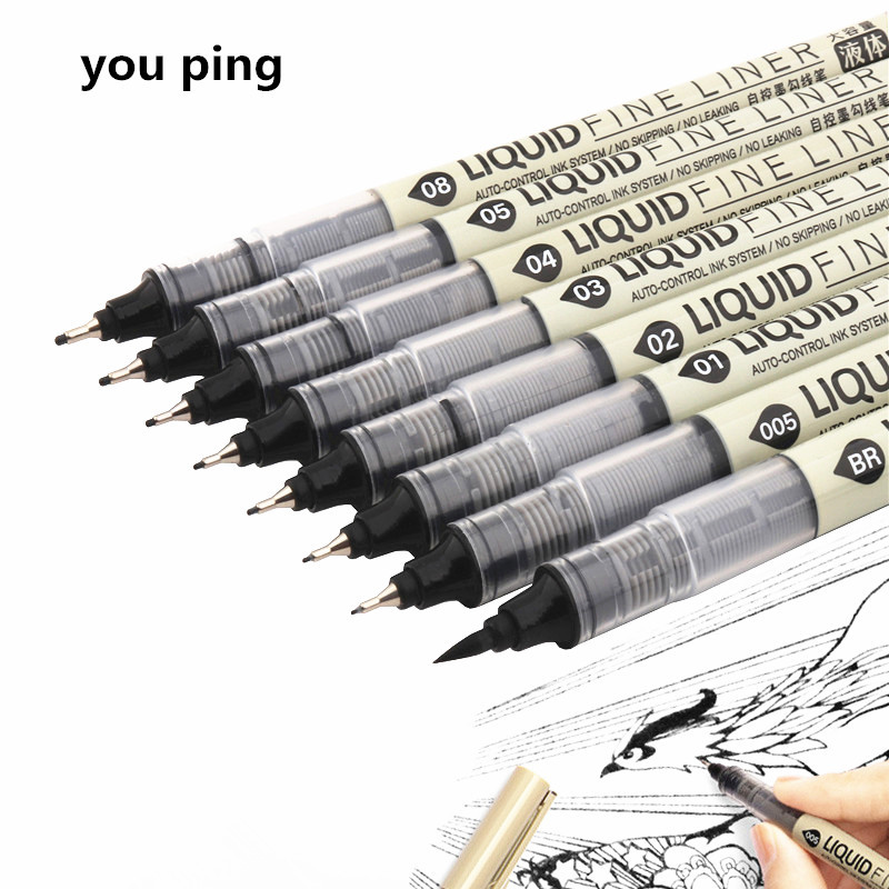 

New Big Capacity Waterproof Ink Art Markers Brush Pen Sketch Drawing comics Pigment Line Pens Office School Stationery Supplies