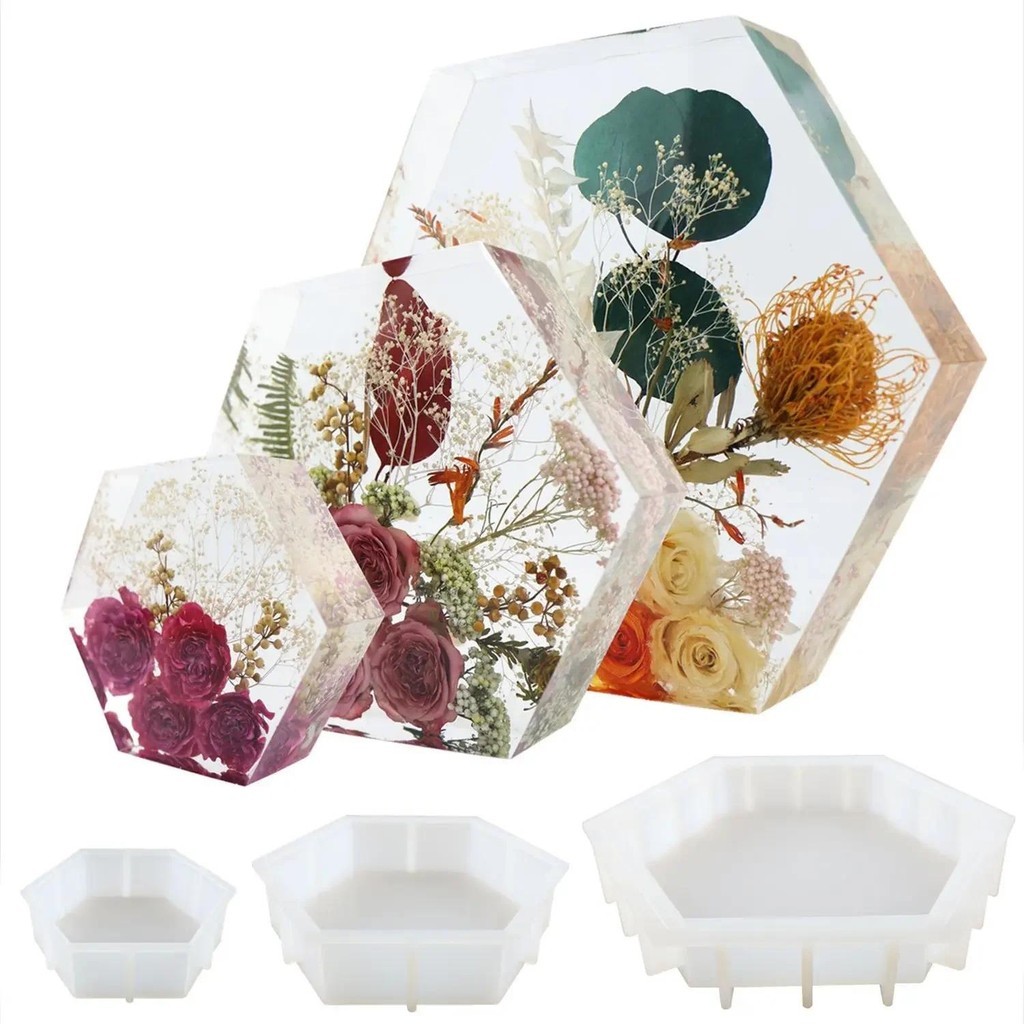 

DIY Book Pillow Crystal Epoxy Resin Mold Various Sizes Large Geometry Hexagon Mirror Silicone Mould