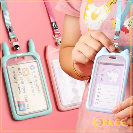 

ORLEE Name Tag Lanyard Gantungan Kartu Motif Kuping / Id Card Holder Akses MRT Busway E-Money Bentuk Karakter Warna Paste Y3424