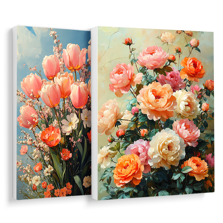

RUOPOTY Diy Painting By Numbers Colorful bouquet vintage Diy Set Handwork Color Markers Drawing On Canvas Color Markers Handmade
