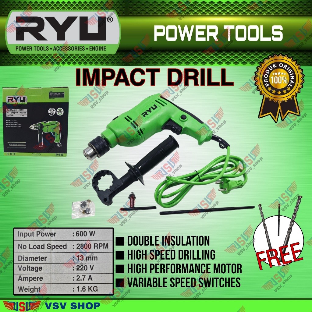 RYU Impact bor 13mm / Impact drill 13mm RID13-1RE / Bor Impact