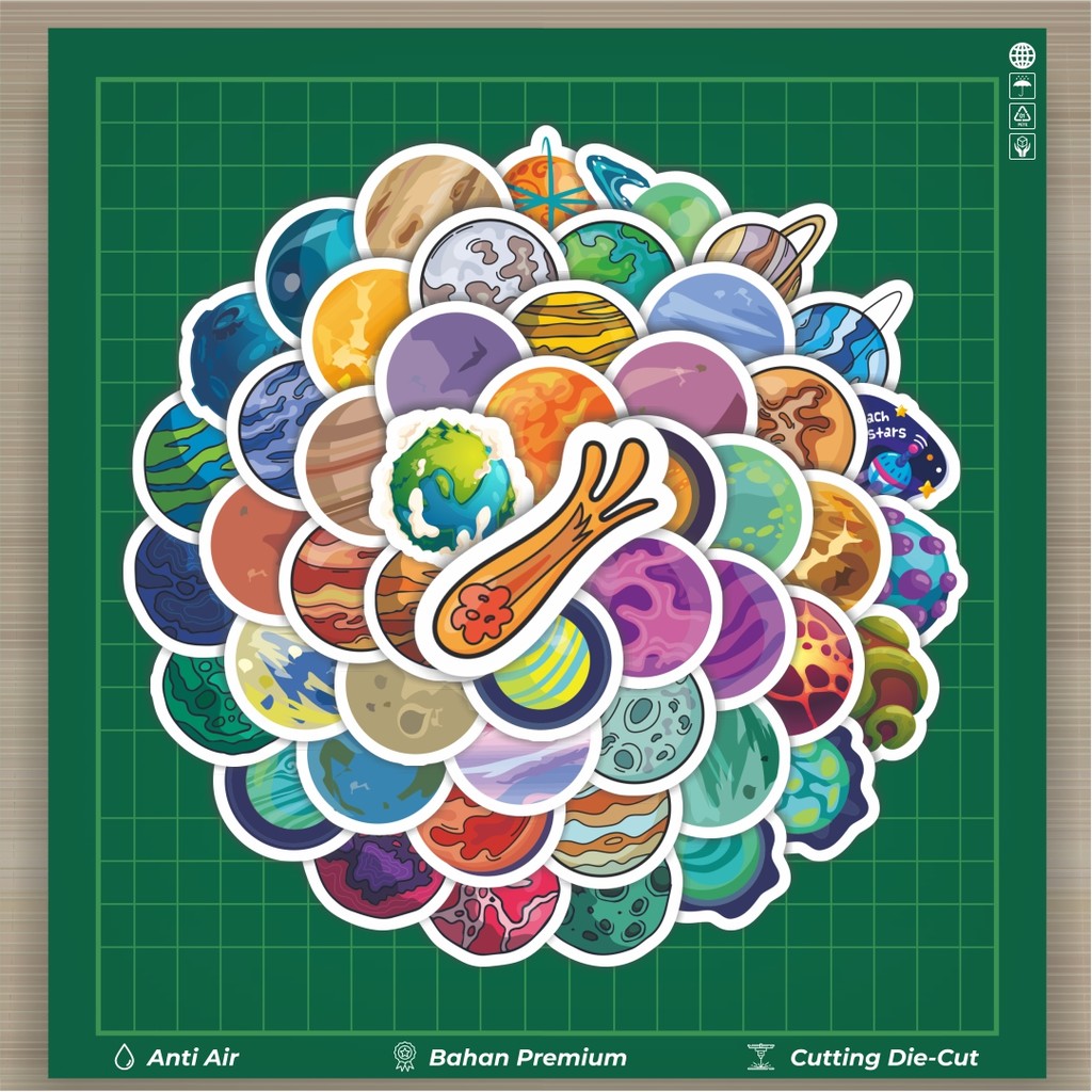 

HOT 50 PCS STIKER Stiker Planet Luar Angkasa Dekorasi Lucu Kreatif untuk Notebook, Skateboard, HP