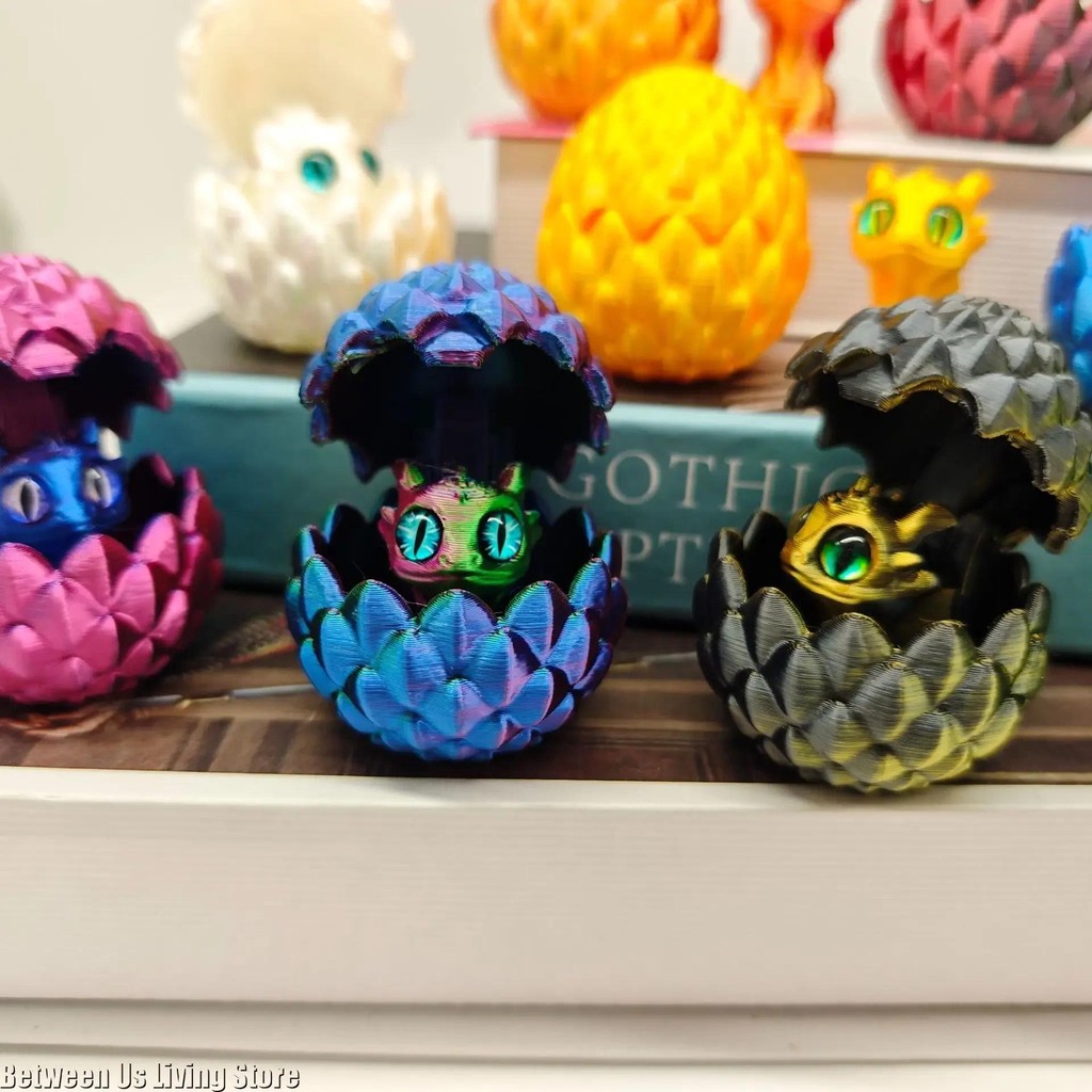 

3D Printed Mini Dragon with Eggs Random Eyes for Home Decor Decoration Figure Accessories Kids Gift