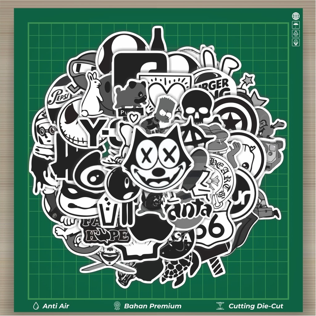

HOT 50 PCS STIKER Stiker Aesthetic Black & White Random Stiker Fashion Cars Decal Dingin Kartu Album Custom Vinyl Anti Air- Sticker Aesthetic Buku Journal Koper Casing HP Tablet Laptop Helm Motor Botol Minum