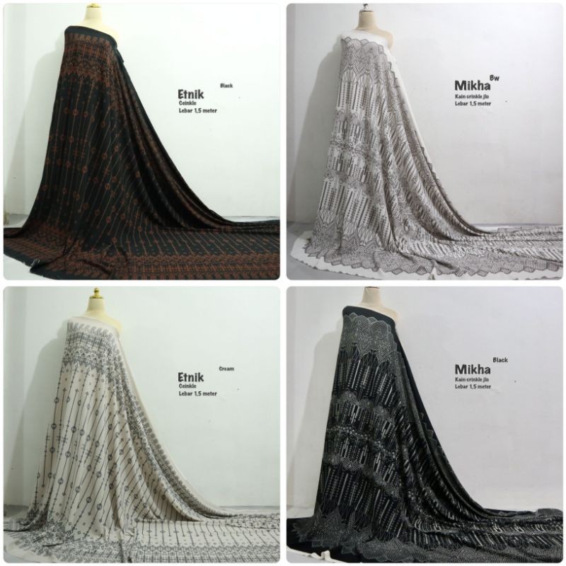 Bahan Crinkle / Motif etnik / motif sulam / kain gamis / kain tunik / kain mewah
