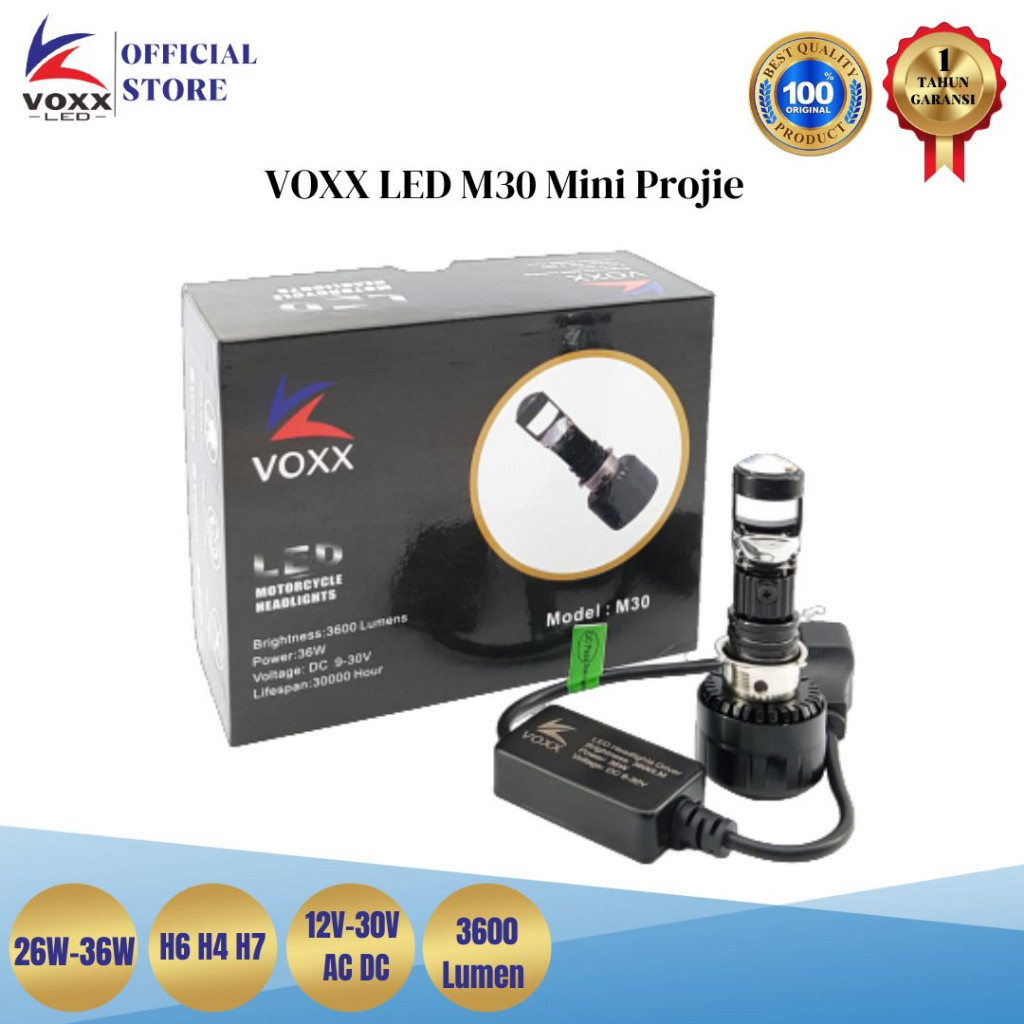 VOXX LED M30 Lampu  Projector Motor  Mini Projie H6 H4 H7 36W Hi-Lo
