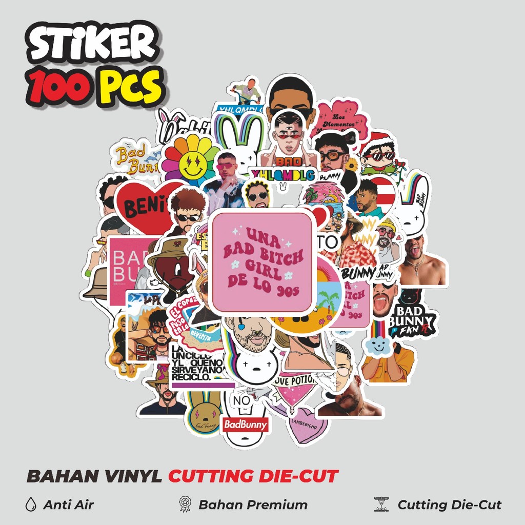 

Terbaru! 50 pcs Stiker Bad Bunny Series 2 [Seri Kelinci Buruk] Dekorasi Lucu Kreatif untuk Notebook, Skateboard, HP
