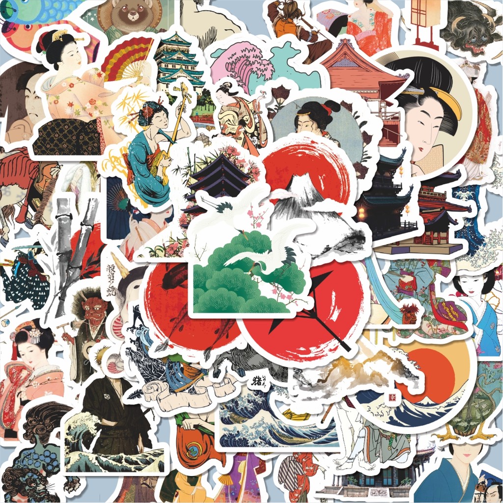 

100PCS Lucu Stiker Japanese Customs Stiker Aesthetic Stiker Anti Air Stikers Berperekat Waterproof sticker decal buat Motor Helm Buku Journal Koper Casing HP Laptop Botol Minum Hadiah anak