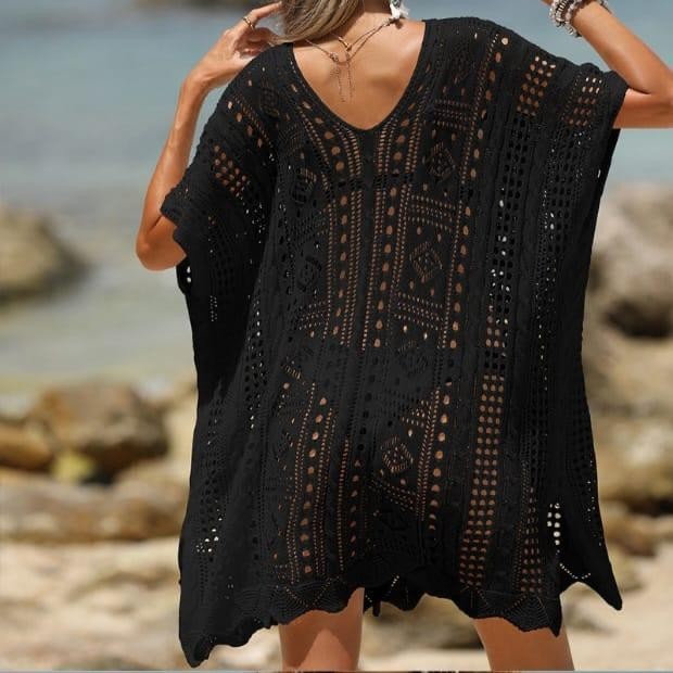 [ Reva Hollow Cover Up Dress ] Fit M-L Fashion Gaun Wanita Bahan Rajut Knit Knitted Knitwear Casual 