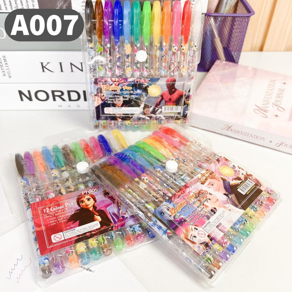 

A007 Pulpen Glitter 12 Warna Pena Warna Warni 1Set 12 Warna HonasanMart