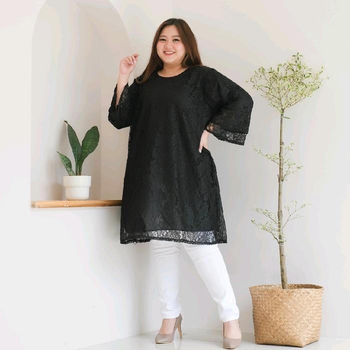 tunik dress brokat jumbo LD130CM & 140CM